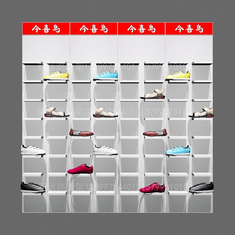 White wooden shelf wooden shoe support outdoor shoe rack shopping mall exhibition rack clothing rack shoe clothing shelf