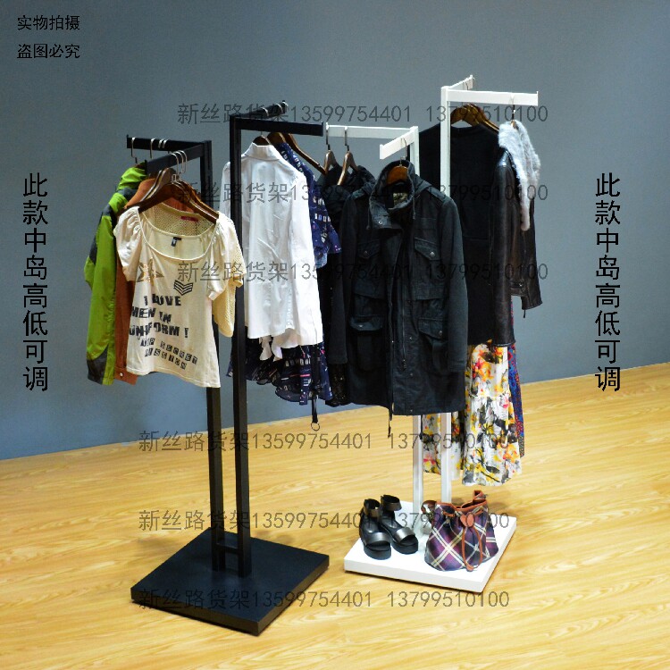 Cross clothing store hanger display rack Four-way clothing island rack Wrought iron clothing rack Floor-to-ceiling wedding rack