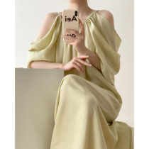  ICTS plant a lemon tree lemongrass green lazy tone strapless pure tencel loose body dress