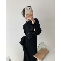 ICTS like a nighttime cloud-style elegant retro lantern cuff behind the back stitched design knit dress