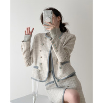 ICTS You are a human fireworks do not know that gray green blues elegant Xiaoxiang simple style jacket asymmetrical short skirt