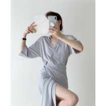  ICTS Someone is waiting for smoke and rain someone is blaming the rain gray purple blue wrap-around reserved small elegant strapless dress