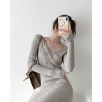 ICTS Well-known Delight Milk Curry Black Chest Stack Hitch Kinder Slim Vertical Textured Knit Dress