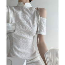  ICTS wind and moon are romantic not to mention your embossed white rose texture elegant strapless strap dress