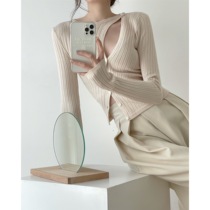  (8 25 00: 00 New and new products 95% off)Clavicle hollow slim fit knitted bottoming shirt