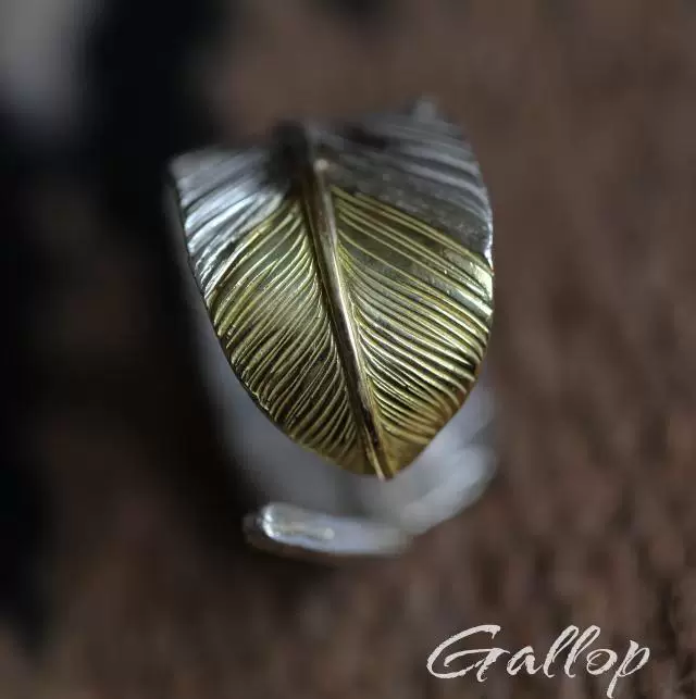 铁头的店 Iron head goros Mitaro first gold feather ring fully handmade 925 sterling silver ring