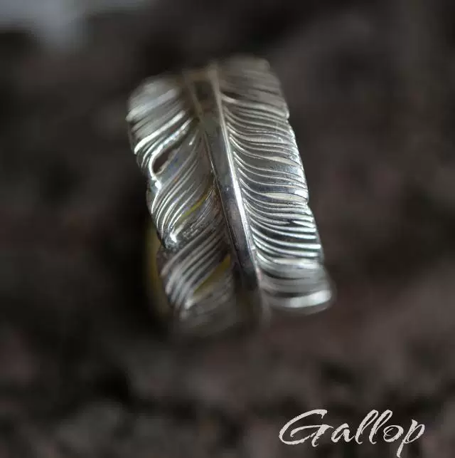 铁头的店 Iron head goros Mitaro first gold feather ring fully handmade 925 sterling silver ring