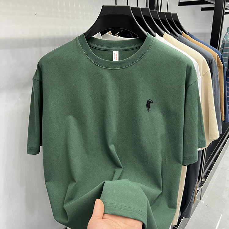 [100% Cotton] Genuine Polo T-Shirt Short-Sleeved Men's 100% Pure Cotton Wide-Cut, Drop-Shoulder Half-Sleeved T-Shirt Plus Size
