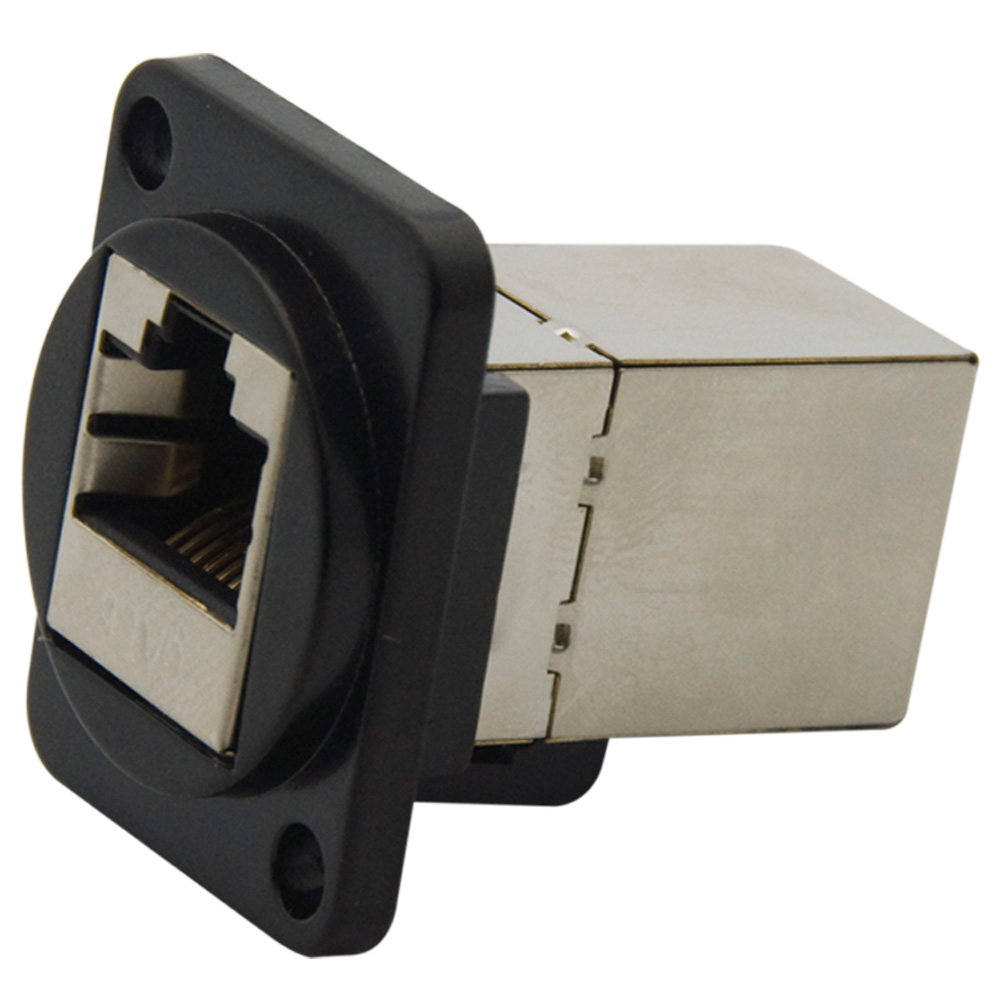 D - type black copper shell shielded CAT6 RJ45 network mother - to - mother - to - mother - plug connector