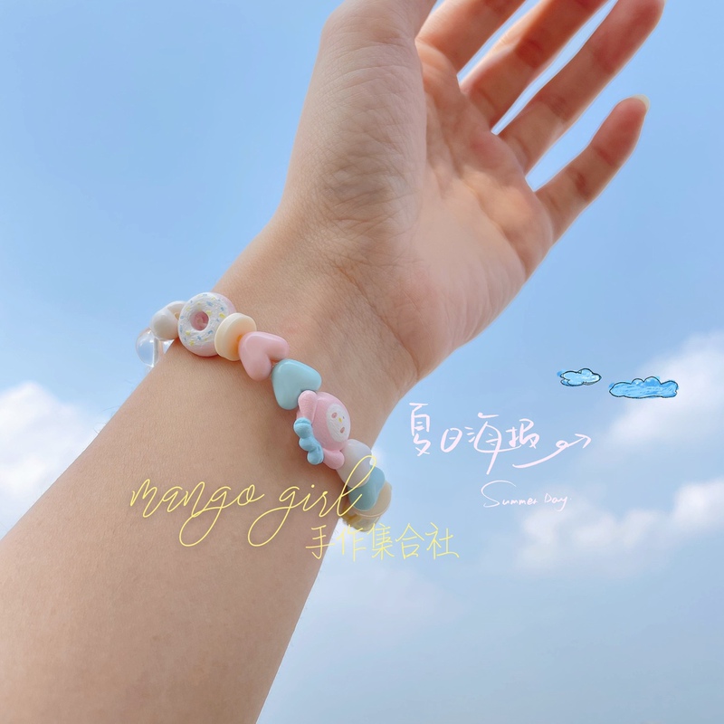 Busy Dog Girl Original Design Cute and Sweet Melody Stone Clay Bracelet Pink Heart Beads Bracelet Busy Dog Girl Original Design Cute and Sweet Melody Stone Clay Bracelet Pink Heart Beads Bracelet