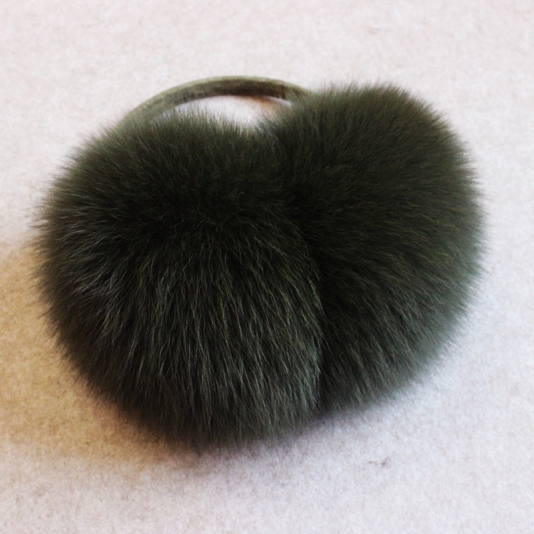 Ancient Lingkaku New Ink Green Big Four Sides Fox Woolen Hood Woman Winter Warm Leather Grass Ear Wrap Ear Warmer