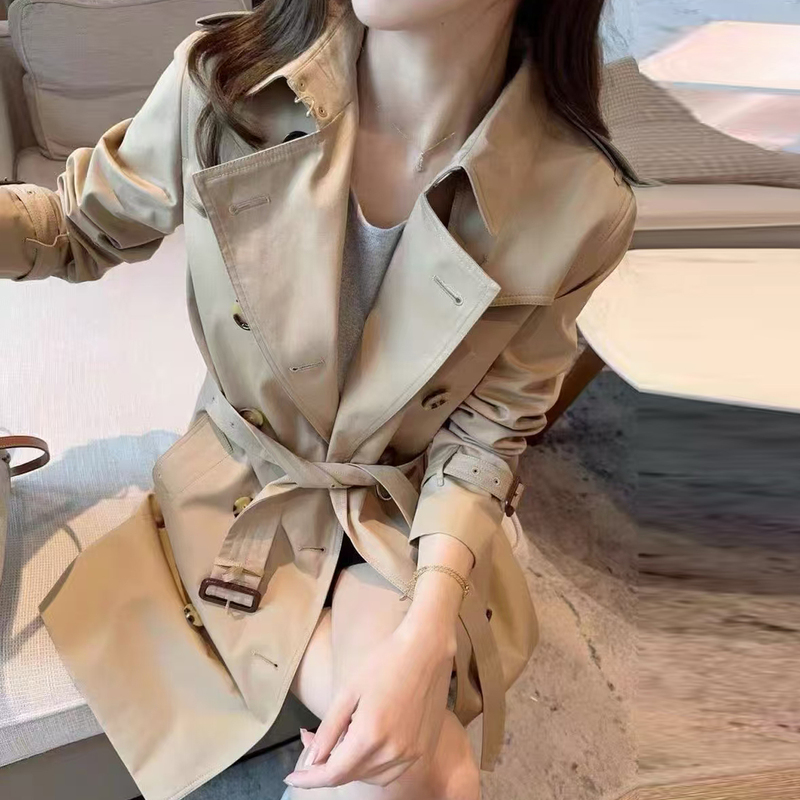 Shenzhen Nanyou B Brand Trench Coat for Women, Mid-Length, Same Style as Kim Ji-Soo, Kensington Camden Waterloo Coat, Autumn and Winter
