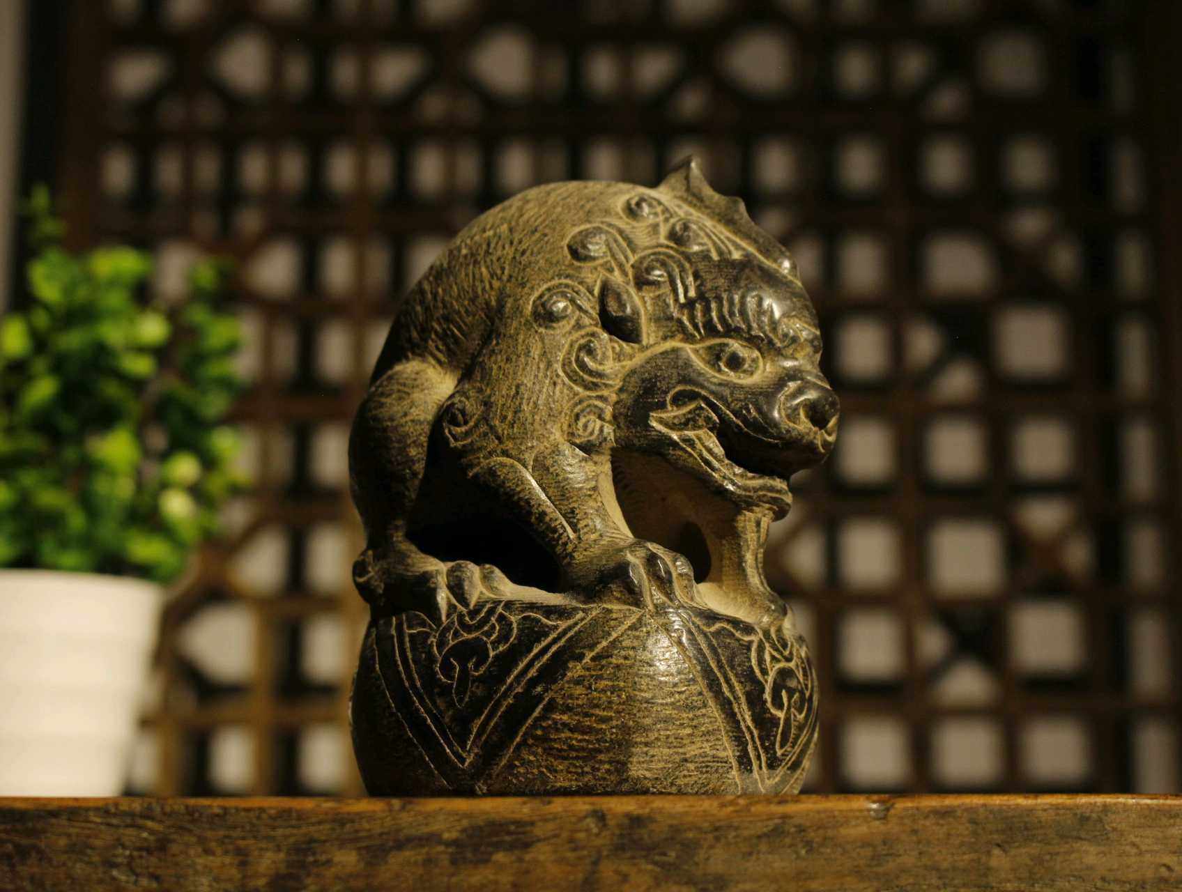 Stone Sculpture Absorbent Beast of the Stones Stones Lions Doorway Hem Stones Suction Golden Beast Doormound water beasts