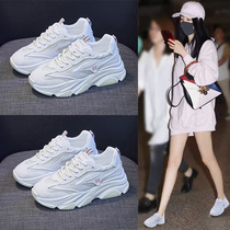 South Korean luminous ins 100 lap old daddy shoes women 2021 fall new little white shoes students casual running sneakers