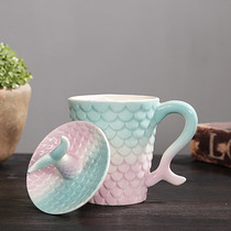 Creative personality fashion fish pattern Cup ceramic gift Cup mug simple fresh water Cup home gift gift