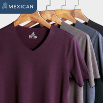 Scarecrow underwear No trace fine velvet plus velvet top v-neck short-sleeved T-shirt base shirt Xpress cut heating warm top