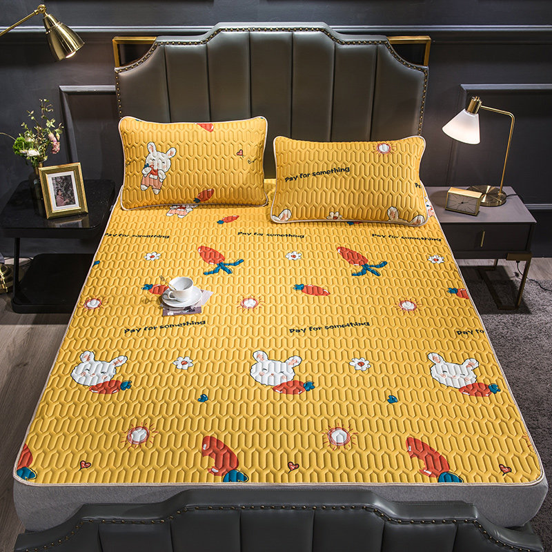 Household latex mat three-piece set of air conditioning soft mat 1 8m bed washable foldable dormitory summer ice silk mat