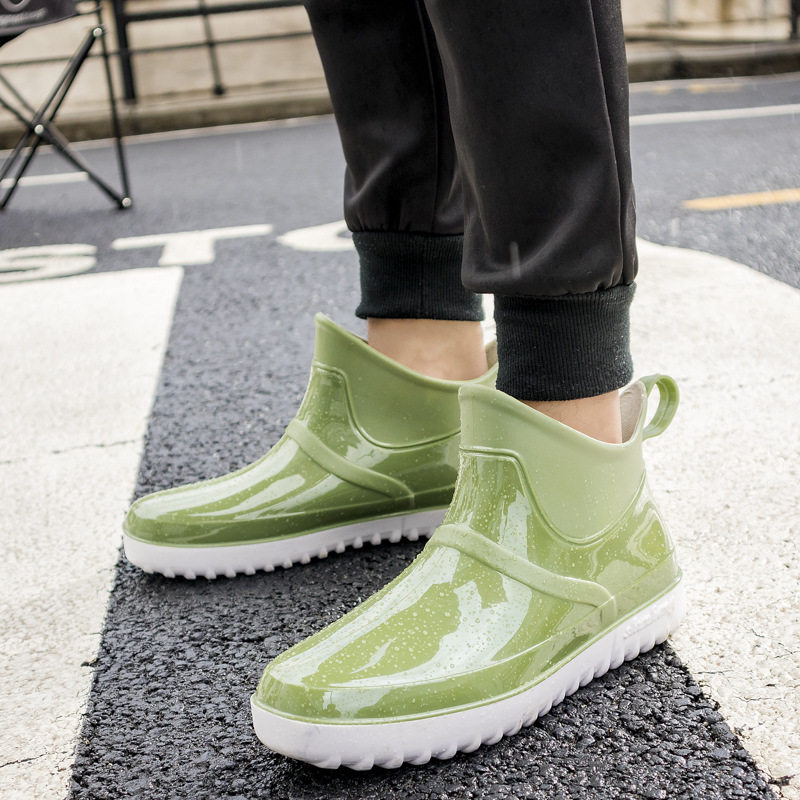Korean rain boots fashion short tube Japanese rain boots men's lowtop