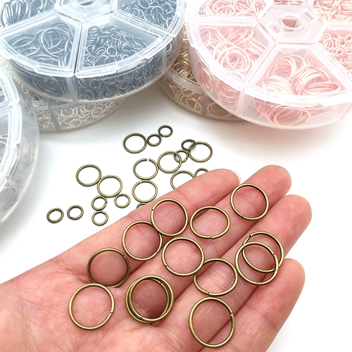 1010pcs одно кружковое кольцевое кольцо кольцо кольцо Железное кружок коробка DIY ручной ювелирные аксессуары с закрытым ртом кольцо кольцо кольцо