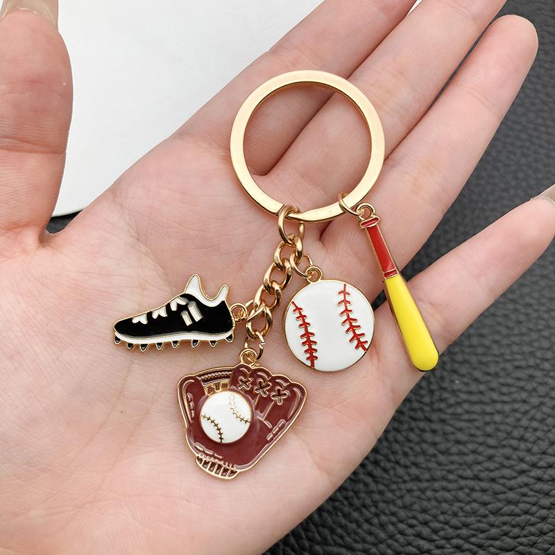 Oil-Drip Baseball Sports Metal Keychain Student Cute Bag Pendant Decoration Unisex Gift Couple Pendant