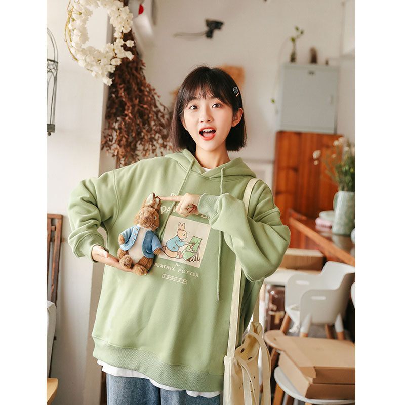 (Spot o) loyal dog small eight pear shaped homemade y Moza rabbit multi-color hooded cartoon long sleeve pullover sweatshirt student