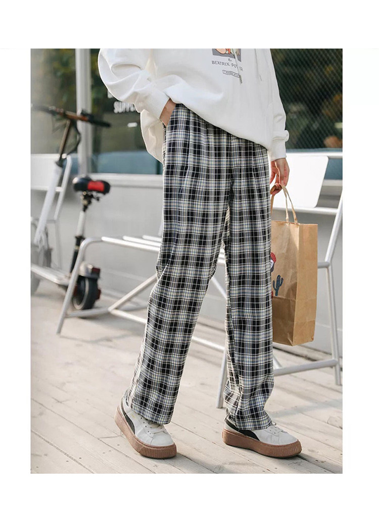 Loyal dog Xiao Hachi pear-shaped homemade-Pinyin song-summer wild plaid pants show thin casual pants