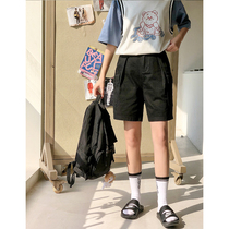 (Spot) Loyalty Dog Small Eight Pear Shaped Homemade-Turned-Over Mountain Sea Tooling Black Casual Shorts Straight Drum Girl Summer