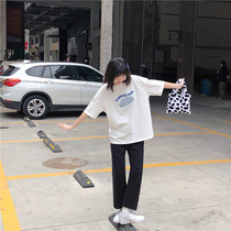 (Spot) loyal dog Small eight pear-shaped homemade-youth matching Joker high waist straight pants casual nine points thin h