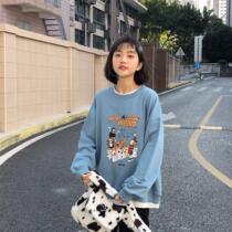 (Spot) Loyalty Dog Small Eight Pear Shaped Homemade Fructose Cartoon Long Sleeve Animated Round Neckline 2022 Chun Young Girl
