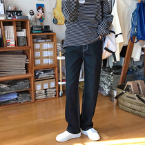 (Spot) loyal dog Small eight pear-shaped homemade-into the formation of Song h thin straight denim trousers wild dark autumn