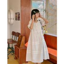 (Spot) Loyalty Dog Small Eight Pear Shaped Homemade-Late Wind Chant White Splicing Personality Lian Dress Cute Girl Summer