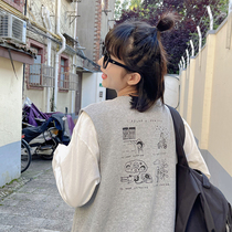 (Spot) loyal dog Small eight pear-shaped homemade h Time shadow multi-color back cartoon printing vest thin versatile