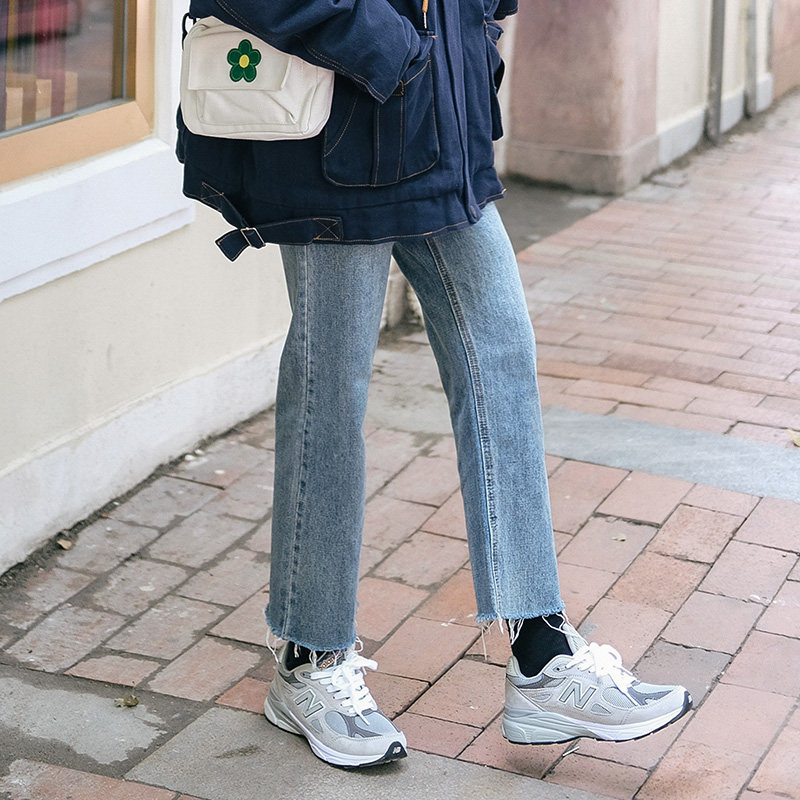 (Spot) Loyalty Dog Small Eight Pear Shaped Homemade Y Super Comfortable Tightness Waist Straight Cylinder Loose and Slim Jeans Spring