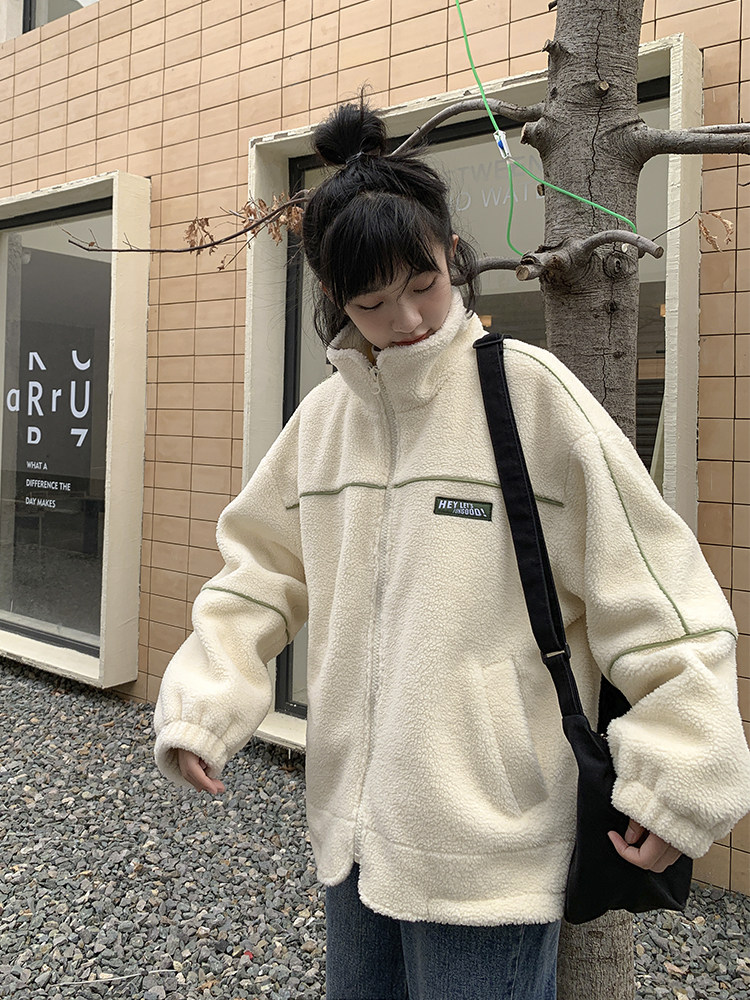 (Spot a) loyal dog Xiaoba pear-shaped self-made - interlude lamb wool coat loose lazy girl autumn and winter