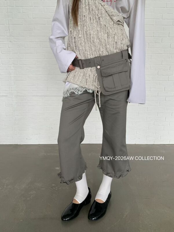 Shenzhen Nanyou Ymqy2026 Early Autumn New Versatile High-Waisted Flared Cropped Casual Pants with a Waist Bag Shenzhen Nanyou Ymqy2026 Early Autumn New Versatile High-Waisted Flared Cropped Casual Pants with a Waist Bag