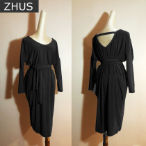 Latin dance suit loose cocoon long sleeve practice class dress Art exam loose halter practice suit dress L108