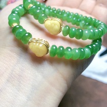 J513 natural and field jade jade bracelet cider apple green abacus beads original s925 silver honey wax Buddha convention 5-6mm