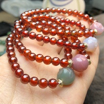 H299 Natural Fanta Color Garnet Bracelet 5 6mm Original Salt Source Agate Buddha Head Bracelet Single Circle