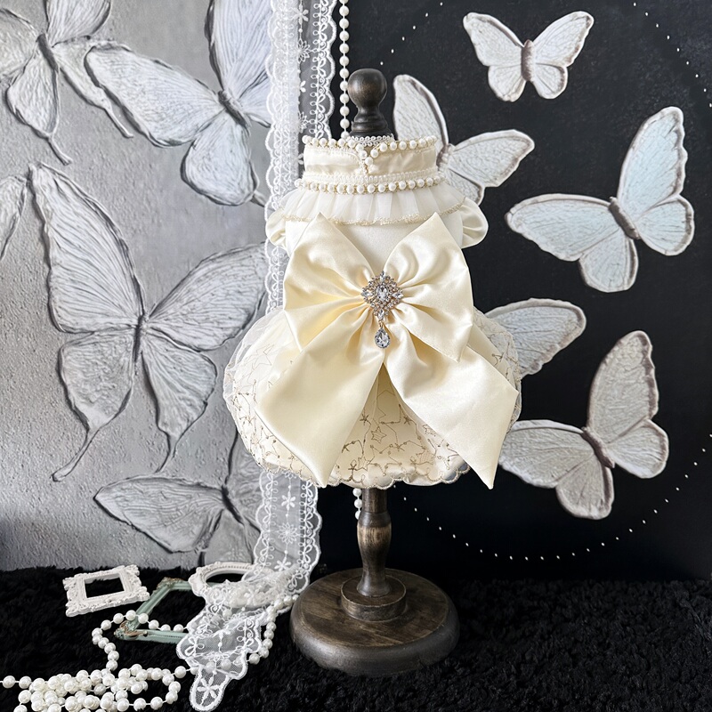 Dodo Satin Thickened Lantern Skirt Dog Clothes Wedding Dress Maltese Bichon Teddy Ragdoll Dress