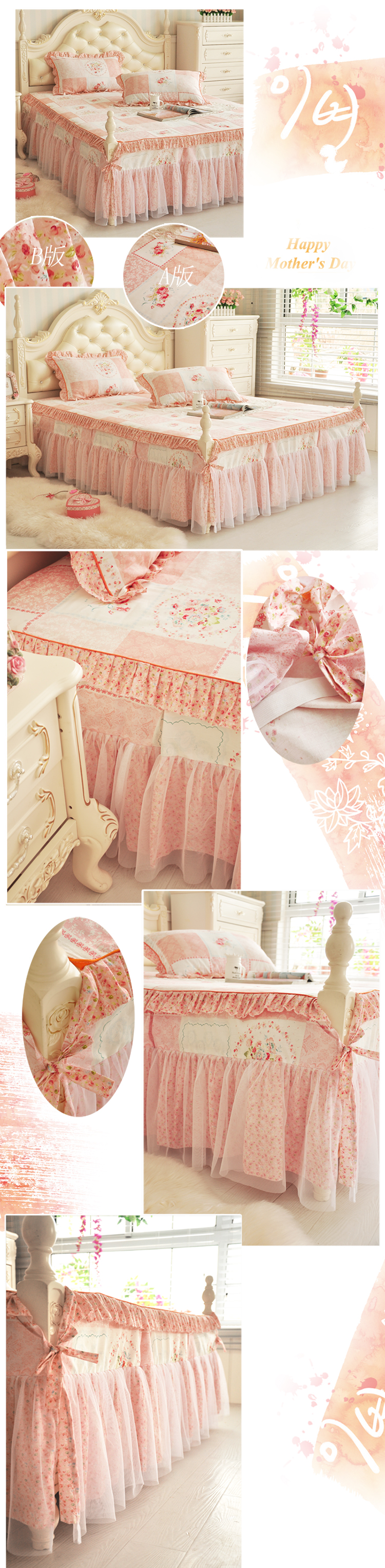 Bông bedspread giường váy Hàn Quốc phiên bản của giường bìa bông ren công chúa màu hồng giường ren Li khuyến mãi mùa hè - Trang bị tấm ra giường spa