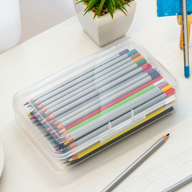 Plastic Transparent Brief Lead Pencil Case Pencil Case Pencil Case Fine Art Sketch Lead Pencil Case Large Capacity Mask Containing Box