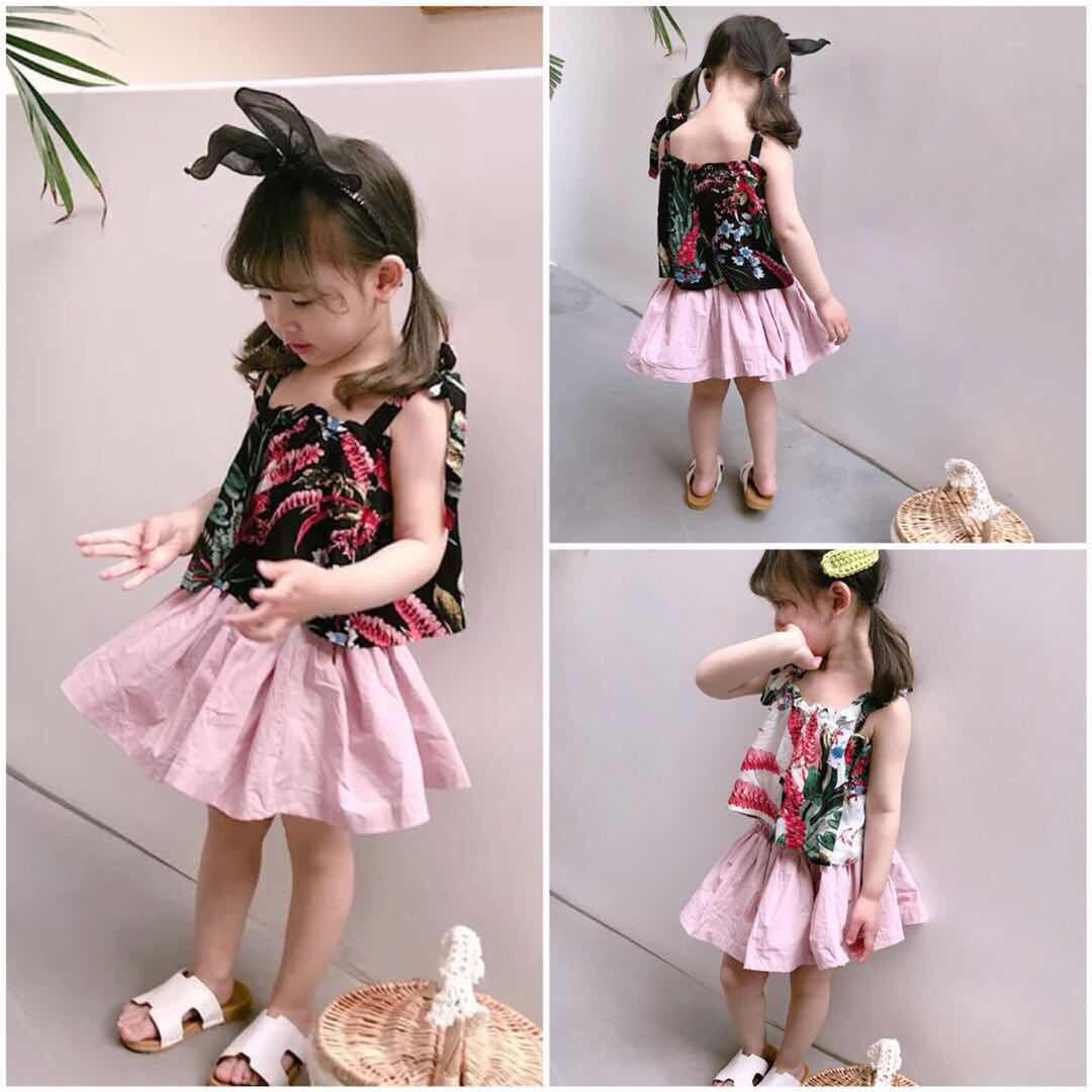 2022 summer girl treasure girls girls children summer suspenders short soft top 2 colors half body tutu skirt