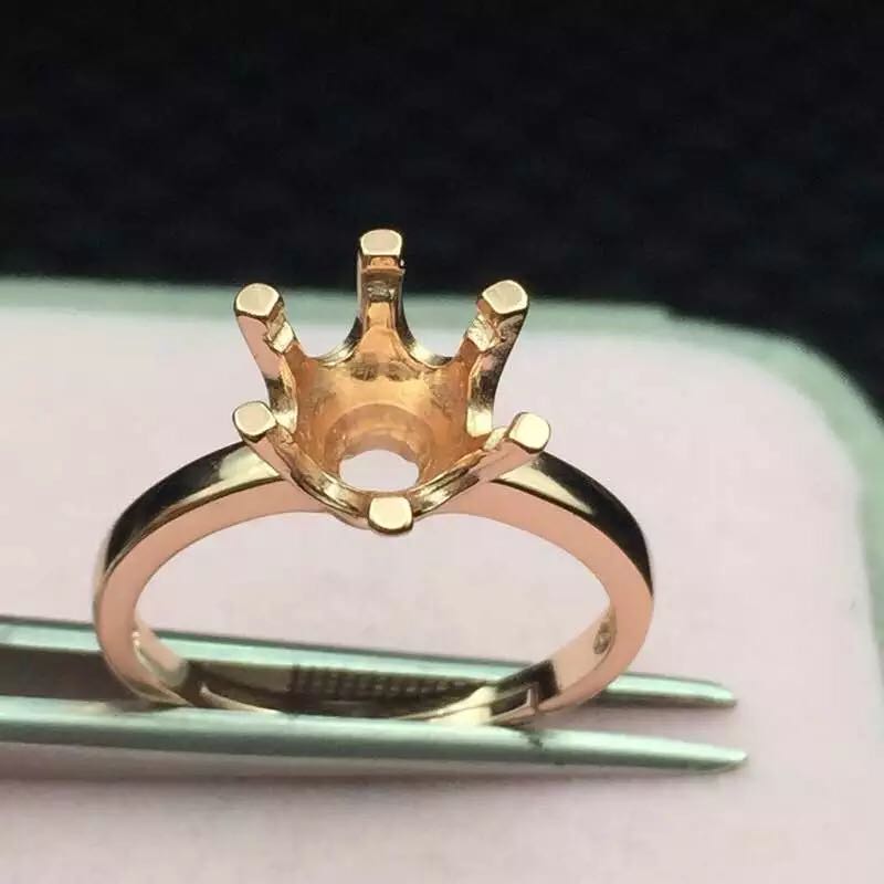 S925 sterling bạc nhẫn trống hỗ trợ Nữ nhẫn hỗ trợ khay bạc đơn giản sáu móng vuốt kim cương 8 * 8 6 * 6 7 * 7 9 * 9 nhẫn vàng tây nữ