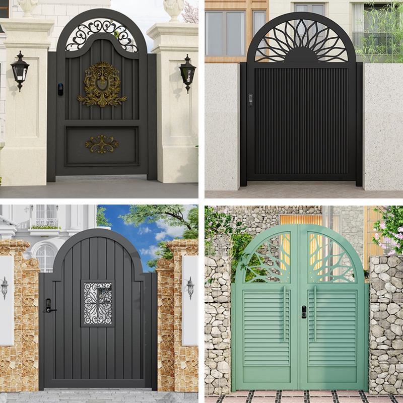 Aluminum alloy courtyard gate wrought iron villa gate rural fence arch outdoor small garden stainless steel single and double doors