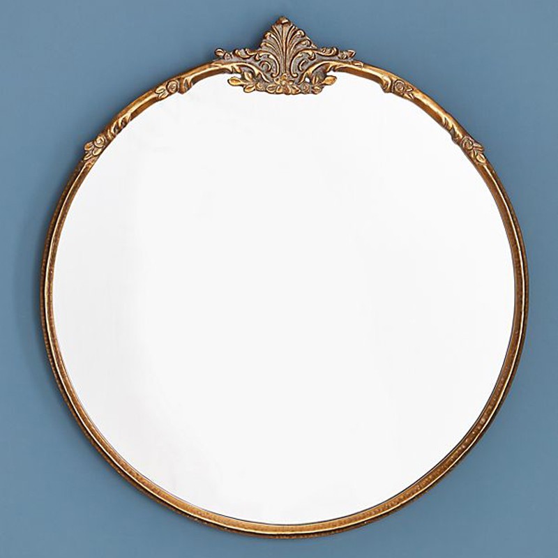North American HOME Eu Style Retro Sculpture Flower Round Bathroom Mirror Genguan Dresden Dresser Wall-mounted Decorative Mirror-Taobao
