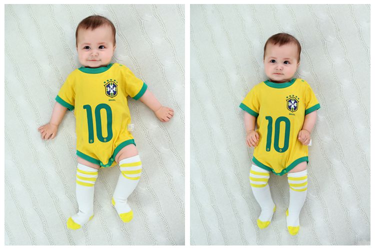 World Cup phù hợp với bóng đá ảnh bé Cáp Nhĩ Tân mùa hè jumpsuit bé jersey Argentina tam giác túi rắm cotton