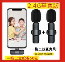 Lavalier wireless microphone one-to-two mobile phone recording video eating and broadcasting live SLR radio microphone noise-cancelling microphone