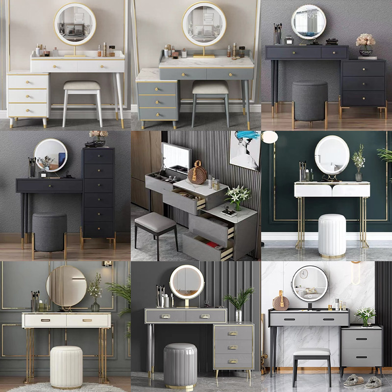 Makeup Desk Bedroom Modern Minimalist type solid wood Makeup Table Makeup Table Small Family Type Advanced Design Mesh Red Ins