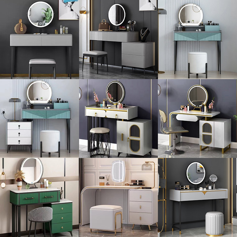 Makeup Desk Bedroom Modern Minimalist type solid wood Makeup Table Makeup Table Small Family Type Advanced Design Mesh Red Ins