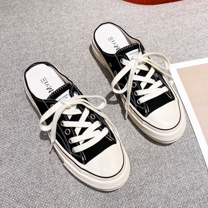 Little ckerwin South Korean JK Base Canvas With Canvas ~ Boomers Flat-bottomed Casual Board Baotou Half Drag